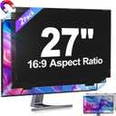 2 Pack Magnetic Removable 27 inch Computer Privacy Screen Filter for 16:9 Widescreen Monitor Desktop PC, 27inch Anti Blue Light Glare Eye Protection Shield, Anti Spy Screen Protector Screen