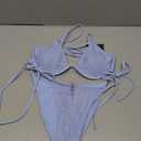ZAFUL Women's Chic Bikini Sets String Underwire Two Piece Bathing Suit Tie Side Thong Cheeky Swimsuits Sky Blue M