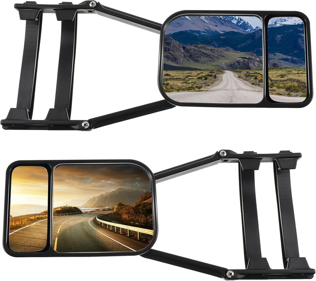 Black Car Towing Mirror Clip on Side Extension Towing Mirror 360 Degree Rotation Adjustable Dual View Tow for Car Truck Auto Caravan(2 Pcs)