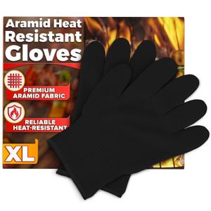 Heat Resistant Gloves  Aramid Oven Gloves with Fingers for Cooking & Grilling, Lightweight BBQ Gloves with Cotton Lining, Non-Slip, 9.45"x3.94" Kitchen Mitts for Baking & Frying, Great Gift for Chefs