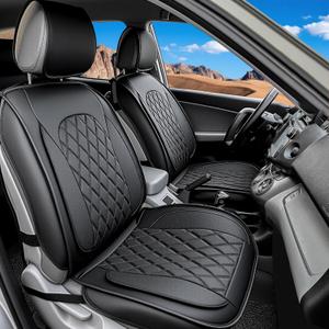 LINGVIDO Car Seat Covers  Premium Nappa Leather Full Set for Front & Rear Seats, Durable, Comfortable, Easy to Install, Fits Most Cars, Sedans, SUVs  Ideal for Commuters, Families & Road Trips (Black)