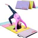 Antsy Pants Tumbling Mat  Gymnastics Mat, Easy to Clean, Sturdy, Foldable Tumbling Mat for Kids, Padded, Portable, Carrying Handle, Gymnastics Equipment for Activity Play (Pastel Colors)