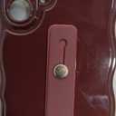 NITITOP Compatible with iPhone 16 Plus Case Cute Simple Wave Design Stylish Wavy Curly Frame with Wrist Adjustable Hand Strap Kickstand Grip Holder Soft Silicone Protective Cover - Wine Red