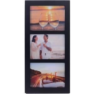 5x7 3-Opening Collage Picture Frame with Shatter-Resistant Glass & Black Wood Photo Frames for 5x7 Inch Pictures Display Made for Tabletop Stand and Wall Mounting