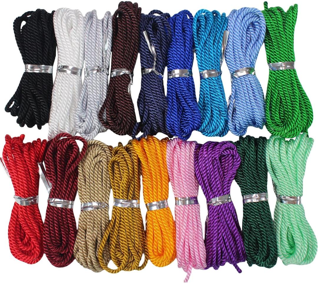 PAMIR TONG 2mm Twisted Nylon Twine Cord for Bracelet Assorted Color 36 Yards Satin 3 Braided Beading Milan Rope Macrame Thread String Knotting Cord for Jewelry Making-DIY Crafts-Necklace-Pendant