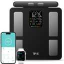 TIPRE Smart Scale for Body Weight 8-Electrode Digital Weight Scale for Body Fat Bathroom Scale with BMI Full Body Composition Analysis with Bluetooth Health Monitor for Weight Loss, 400lb, Black