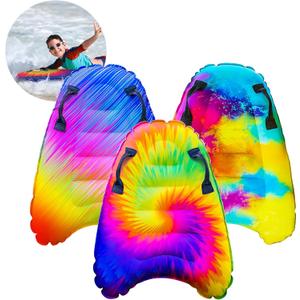 JAMBO 3 Pack Inflatable Surf Body Boards with Handles for Water Slides, Boogie Boards for Beach, Pool, Lake & Slip Slides, Lightweight Floating Water Toys for Kids & Adults (Tie-Dye AND Water Color AND Color Spiked TRIPLE PACK) JAMBO 3 Pack Inflatable Surf Body Boards with Handles for Water Slides, Boogie Boards for Beach, Pool, Lake & Slip Slides, Lightweight Floating Water Toys for Kids & Adults (Tie-Dye AND Water Color AND Color Spiked TRIPLE PACK)