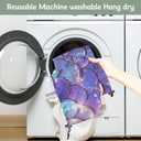 Purple Mermaid Scales Plastic Bag Holder 2 Pcs Grocery Bag Organizer Reusable Trash Bags Organizer Wall Mount Washable Kitchen Dispenser Holders with Drawstring Closure