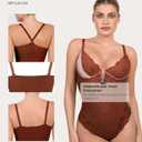 Popilush Shapewear Bodysuits for Women Lace Corset Tops Tummy Control V Neck Sleeveless Body Suit Thongs (Brown, XXXL)