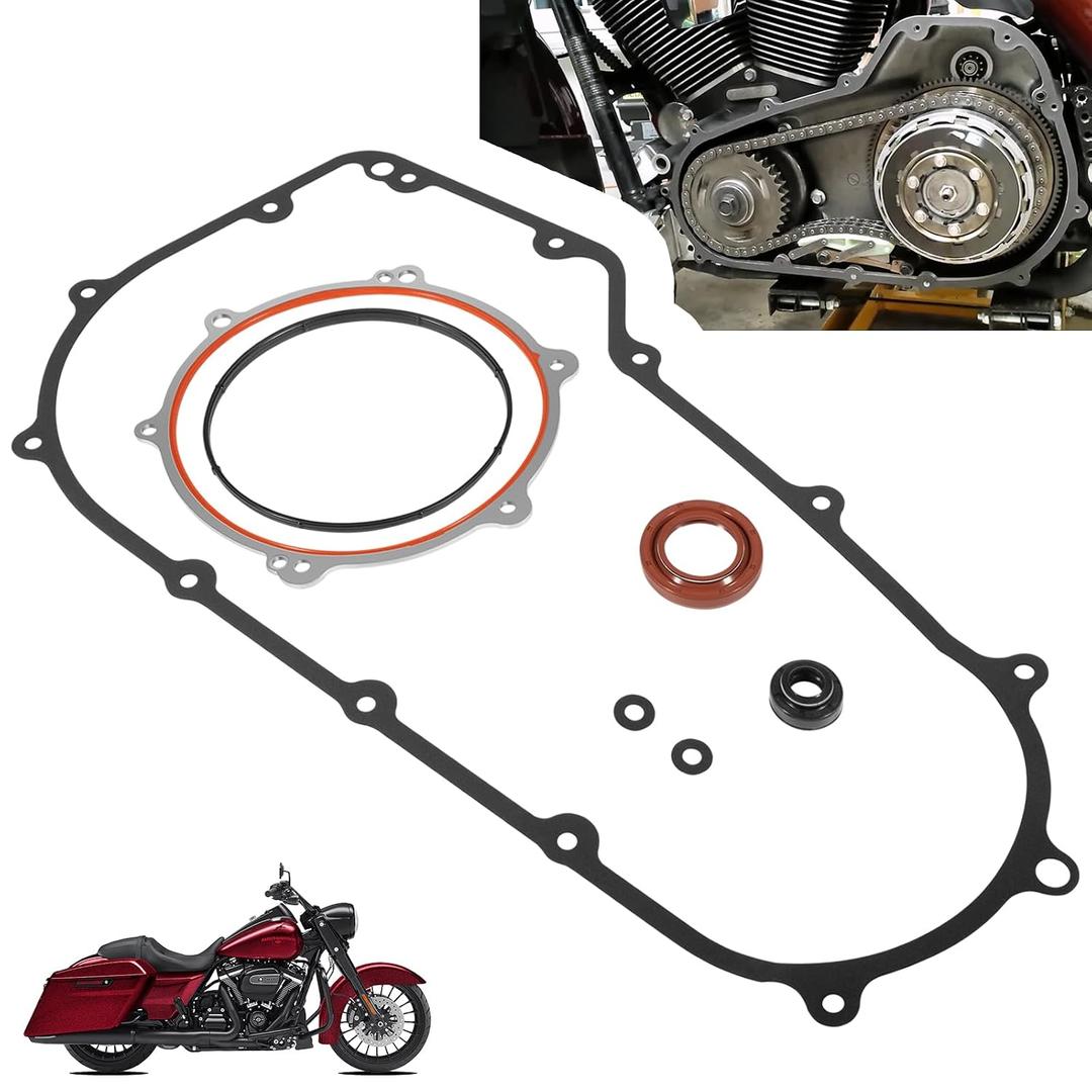 Compatible with Harley Davidson Primary Cover Gasket Kit fit 2006-2017 Road King Street Glides Electra Glide Ultra Limited FLHT Softail, Replace# 63859-95B 34901-07 17369-06 12066 12052A 34934-06