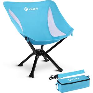 VILLEY Portable Folding Chair Lightweight Camping Chair No Assembly Needed, Quick Setup for Beach, Hiking, Supports 330 LBS, Blue
