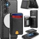 for Samsung Galaxy S25 Case Wallet Compatible with Magsafe, RFID Blocking Magnetic Card Holder 2 in 1 Detachable Kickstand Shockproof Phone Case for Galaxy S25 6.2" Carbon Black
