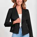 PRETTYGARDEN Women's Faux Suede Jackets 2026 Fashion Fall Clothes Long Sleeve Open Front Cropped Coat Outwear (Black, S)