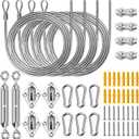 UIRWAY Shade Sail Hardware Kit, 52Pcs Stainless Steel Hardware Kit for Rectangle Triangle Canopy, Heavy Duty Anti-Rust Hardware Kit Set for Outdoor Garden Patio(6Inch +304 Stainless Steel Wire Rope)