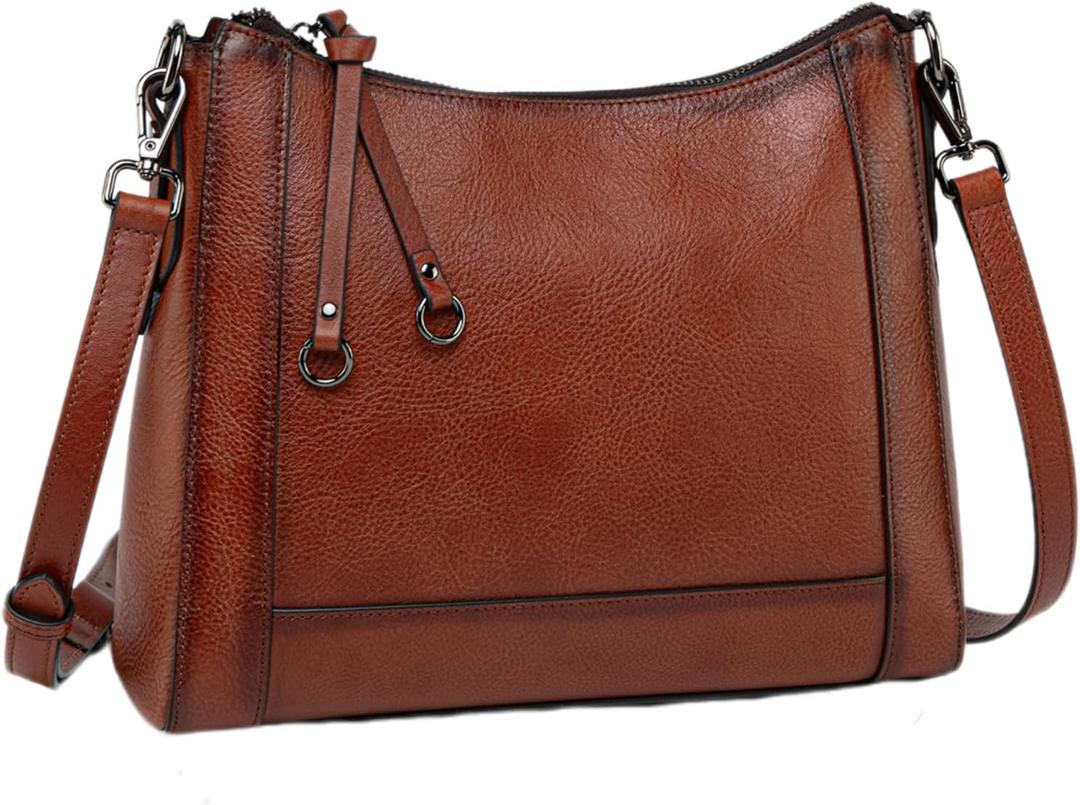 Leather Crossbody Bags for Women Shoulder Purse Medium Hobo Genuine Leather Satchel Purses and Handbags Vintage