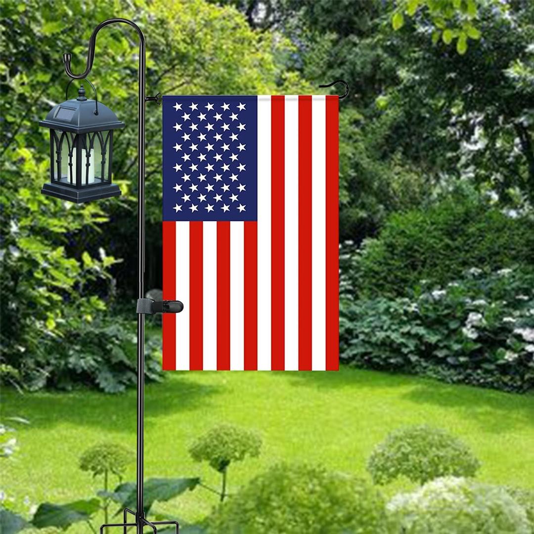 Large Flag Pole Holder For Outside House, Akeydeco House Flag Pole 1 Pack 60inch For 28x40 Flag With Shepherds Hooks For Outdoor Bird Feeder Pole With 5 Prongs Base Without Solar Lights Flag