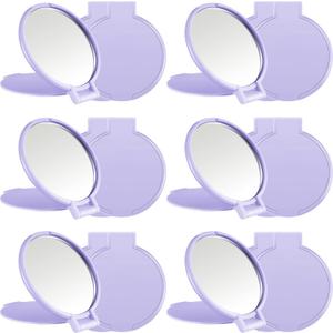 Jetec 12 Pieces Compact Mirrors Bulk Gifts Mini Vintage Pocket Mirrors for Purse Small Portable Folding Round Makeup Stuffs for Travel Daily Use Party Favors Women (Purple)