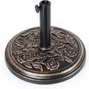 19.8 Lbs Round Umbrella Stand, Heavy Duty Weighted Base for Outdoor Market Parasols, Stable Holder for Patio Deck Lawn Garden Poolside, Bronze