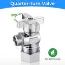 1 Pack Complete Toilet Valve Kit, Includes 1/2'' Nom Inlet x 3/8'' OD Compression Outlet Angle Shut Off, 3/8" COMP x 7/8" BC Toilet Water Supply Line, Escutcheon Plate, Sealing Tape (12 Inch)