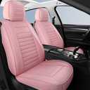Car Seat Covers Full Set,Breathable Faux Leather Seat Covers for Cars,Waterproof Automotive Seat Covers Cushion for Most Sedans SUV Pick-up Truck(Style2,5 PCS Full Set,Pink)
