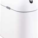 ELPHECO Bathroom Trash Can, 2.5 Gallon Motion Sensor Waterproof Trash Bin with Butterfly lid, Bathroom Decor Waste Basket Garbage Bin for Bedroom Kitchen and Office use, White with Grey Button