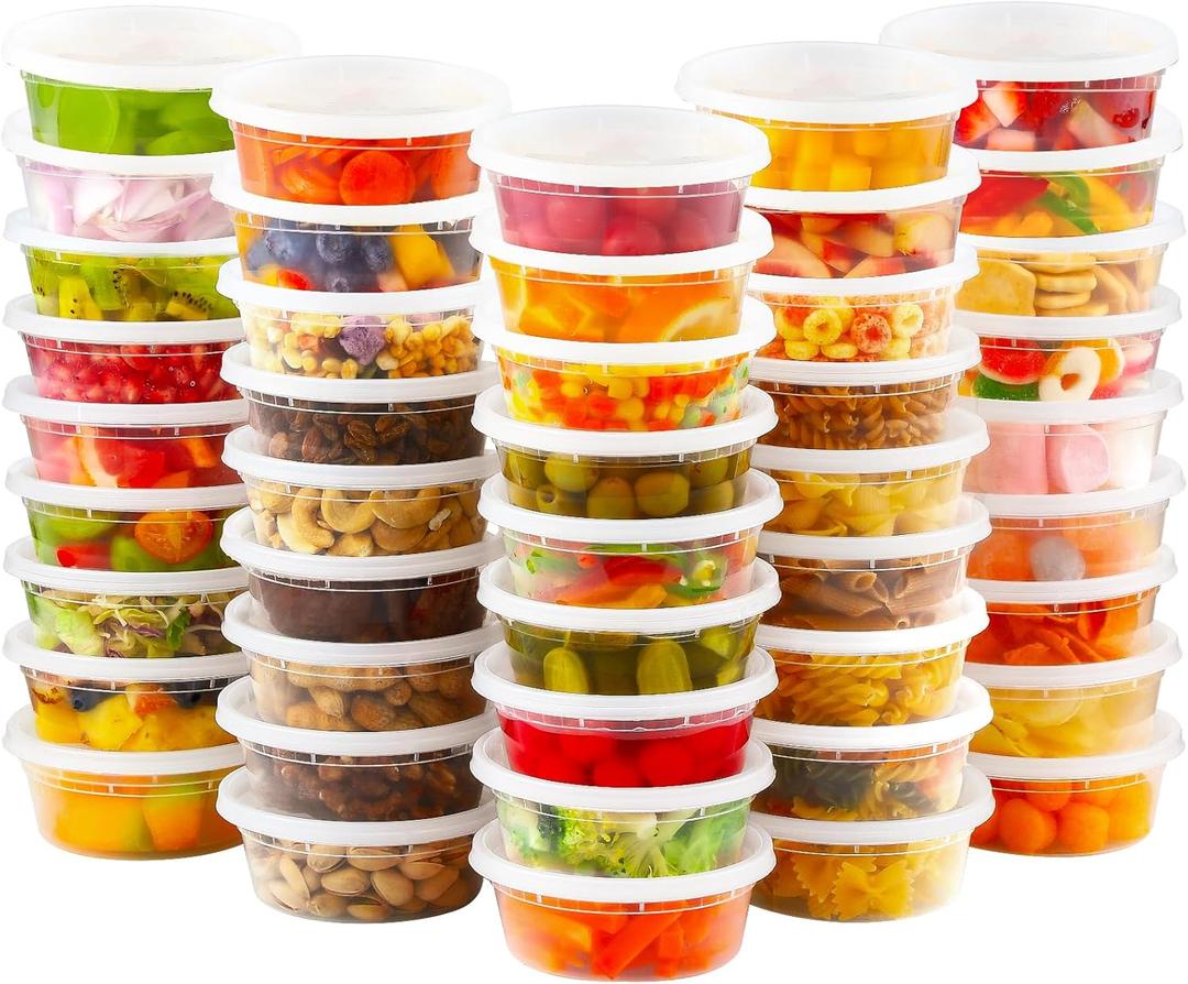 AOZITA 36 Sets 8 oz Plastic Deli Containers with Lids, Airtight Food Storage Containers, Freezer/Dishwasher/Microwave Safe, Soup Containers For Takeout Meal Prep Storage
