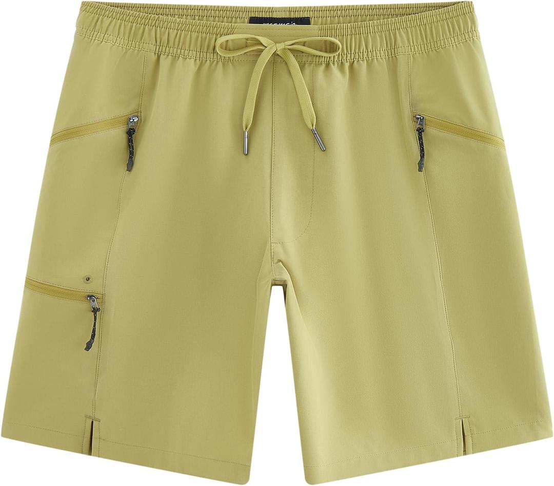 maamgic Mens Swim Trunks 9 Inch Unlined Board Shorts with Zipper Pockets (L)