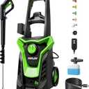 Pressure Washer, Power Washer with GFCI Safety Plug, Portable Pressure Cleaner with Foam Cannon & 360 Rotating Nozzle for No-Bend Cleaning, 4 Quick-Connect Nozzles for Cars, Driveways, Fences, Patios (Green)
