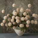 9pcs Beige Fake Flowers Silk Mini Mums with Stems, Faux Chrysanthemum Pompon Balls Artificial Flower Bulk for DIY Wedding Centerpieces, Vase Fillers, Table Floral Arrangements & Home Decor