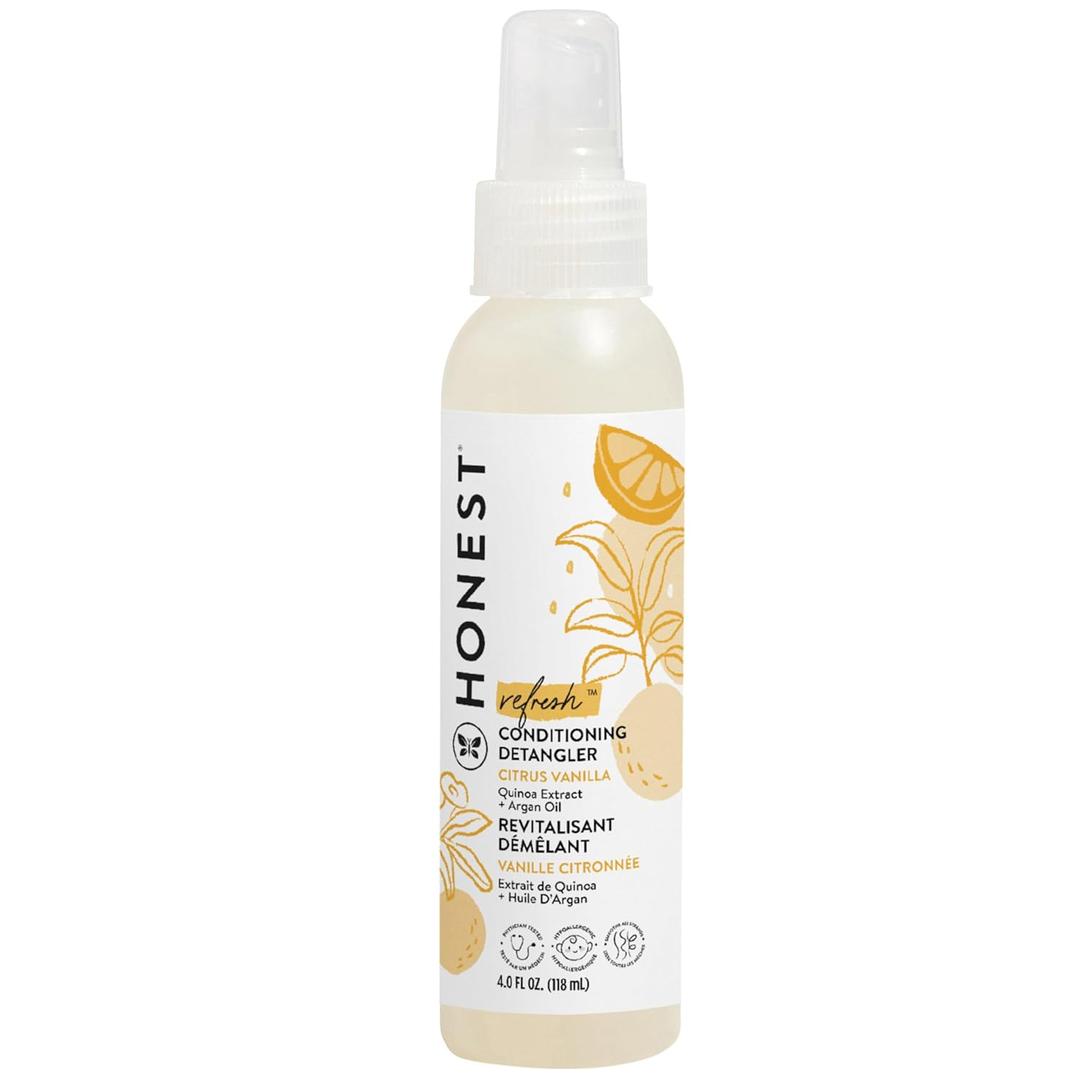 The Honest Company Conditioning Hair Detangler, TearFree, Hypoallergenic, LeaveIn Conditioner and Fortifying Spray, Citrus Vanilla Refresh, 4 fl oz