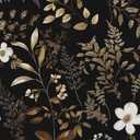 Black Floral Wallpaper Peel and Stick Boho Wallpapers 17.5" x 118" Gold Leaf Contact Paper for Cabinets Waterproof Self Adhesive Removable Wall Paper for Kitchen Table Countertop Walls