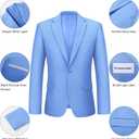 Mens Suit 2 Piece Suits for Men One Button Slim Fit Solid Jacket & Pants Tuxedo Set Business Wedding Party (Blue, L)