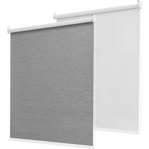 Pesalco 100% Blackout Roller Shades for Indoor Windows with Thermal Insulated Fabric UV Protection Privacy Window Shades for Living Room, Home and Office Grey 26" W x 72" H