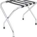 WHP Folding Suitcase Stand with Chrome Finish  Foldable Steel Luggage Rack for Guest Bedroom, Beach, Hotel, Condo, or Rental Properties - Bag and Backpack Storage for Tight Spaces or Any Room