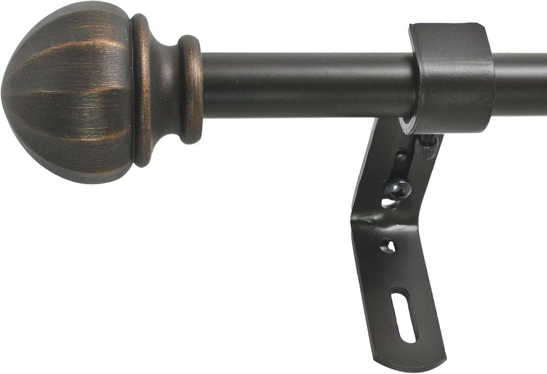 Decopolitan 5/8" Facet Ball Curtain Rod Set, 26 inches to 48 inches, Vintage Bronze