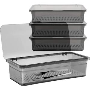 SUNSHNO 4PCS Flatware Tray with Lid and Drainer, Tableware Utensil and Cutlery Drawer Organizer with Lid Covered Silverware Tray to Keeps Your Cutlery Organized and Protected