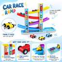 Toddler Toys for 1 2 Year Old Boy and Girl Gifts Wooden Race Track Car Ramp Racer with 4 Mini Car