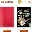 2 x ICOOLYI Funny Father's Day Cards Gifts for Dad Fathers Day Card from Daughters, Sons, Kids Dad to the Bone!' Rock 'n' Roll Design, Skeleton with Guitar