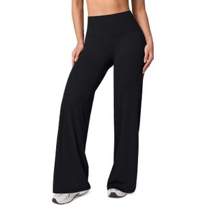 UNISSU Hugluxe Invisculpt No Front Seam High Waisted Straight Leg Leggings for Women Wide Leg Yoga Pants Buttery Soft - 31.5" Black Small