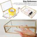 HighFree Vintage Glass Box with Lid - Clear Jewelry Glass Display Box Keepsake Box - Home Decor Decorative Box for Trinket Rings Bracelet (Gold, Medium)