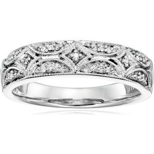 Amazon Essentials Sterling Silver Diamond Accent Band Ring