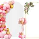 7.2FT Metal Arch Backdrop Stand and Cover Set, Gold Wedding Backdrop Arch Stand with Cover, Balloon Arch Stand with White Arch Cover for Birthday Party Baby Shower Graduation Ceremony Decorations