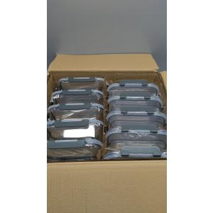 KOMUEE 10 Packs 30 oz Glass Meal Prep Containers,Glass Food Storage Containers with Lids,Airtight Lunch Bento Boxes,Microwave,Freezer and Dishwasher,Gray