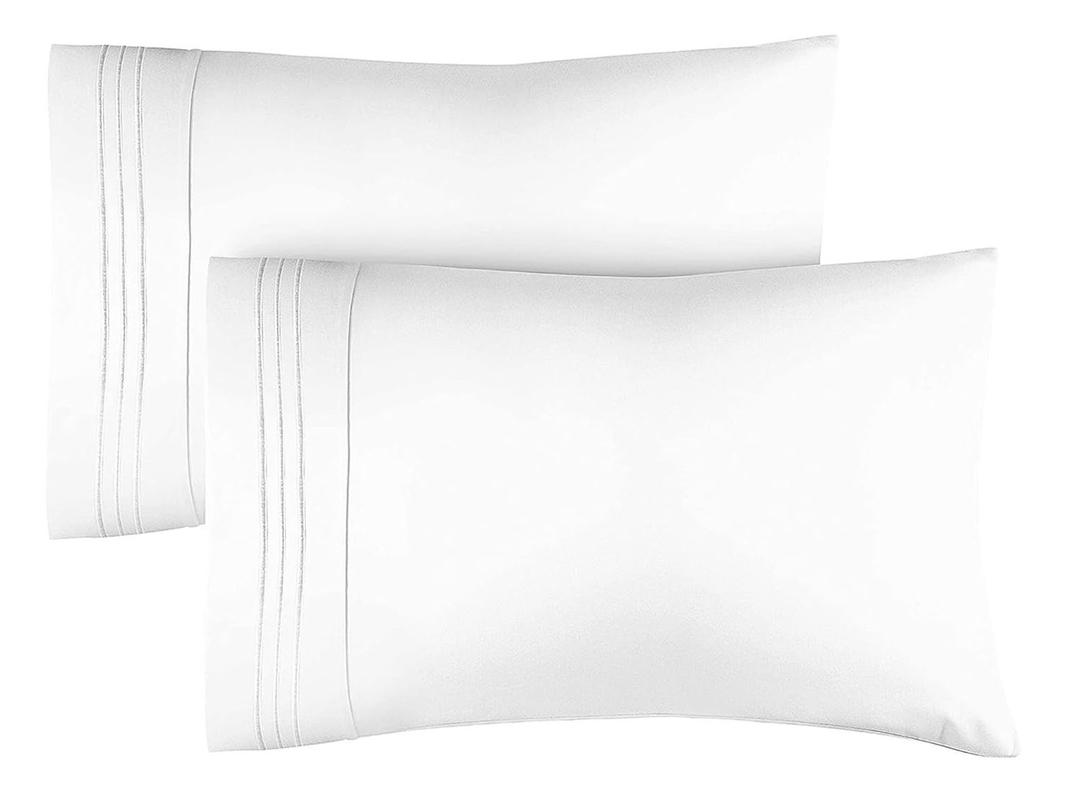 King Pillow Cases Set of 2 - Ultra Soft Hotel Quality Pillowcase Covers - Comfy, Cozy & Wrinkle Free - Shrinkage, Stain and Fade Resistant - Machine Washable Pillow Protectors - 2 Piece Set - White