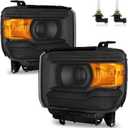 Headlights W/Bulbs for 2014-2018 GMC Sierra 1500/2015-2019 GMC Sierra 2500HD 3500HD Halogen Headlamp Replacement Driver & Passenger Side