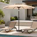 Patio Kingdom 11FT Patio Umbrella, 2 Tier Outdoor Table Umbrella, Large Vented Market Umbrellas with Crank Lift, 8 Sturdy Ribs for Backyard, Deck, Pool, UPF50+ UV Protection, Beige