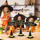 6 Set Felt Halloween Place Card Holders with 6 Pcs Place Cards and 6 Pcs Witch Hats Place Card Holders Table Number Photo Holder Table Decor for Halloween Party Wedding Birthday Decorations