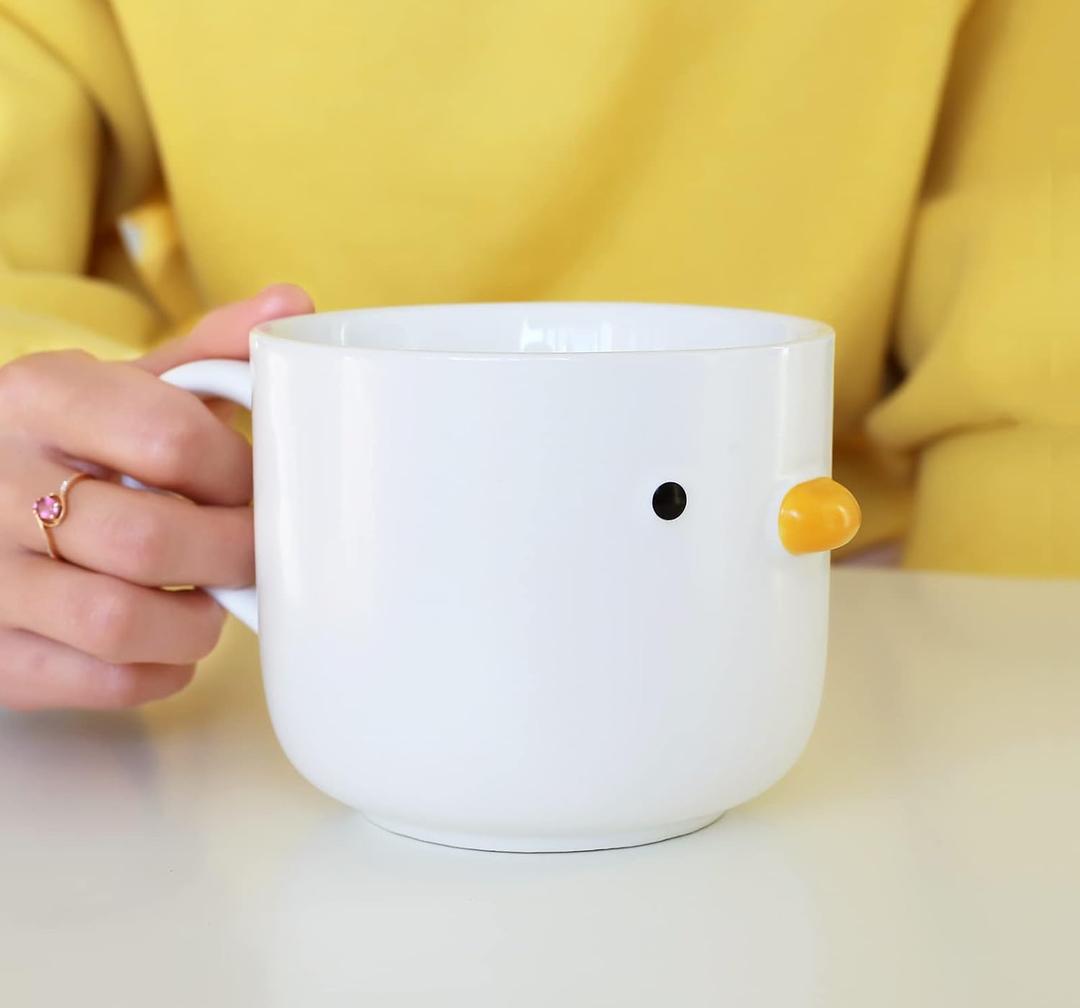 Bosmarlin Large Ceramic Coffee Mug, White Big Tea Cup for Office and Home, 18 Oz, Dishwasher and Microwave Safe, 1 PCS (White, 1)