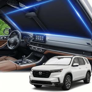 Windshield Sun Shade for Honda Pilot 2016-2024 2025 2026 Sunshade Front Window Shade Custom Fit Pilot Accessories Sun Visor Foldable Shade Blocks UV Rays Accessories