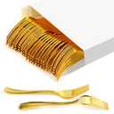 Ninsula 35Pcs Gold Plastic Forks, Solid and Durable Gold Forks, Premium Disposable Forks Perfect for Parties, Weddings, Picnics, Thanksgiving, Christmas and Daily Use